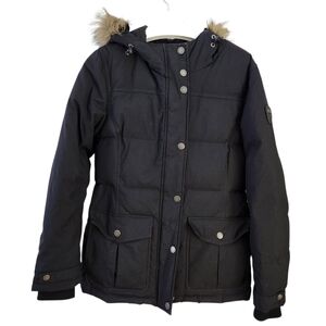 ECKORED black faux-fur hood puffer parka m